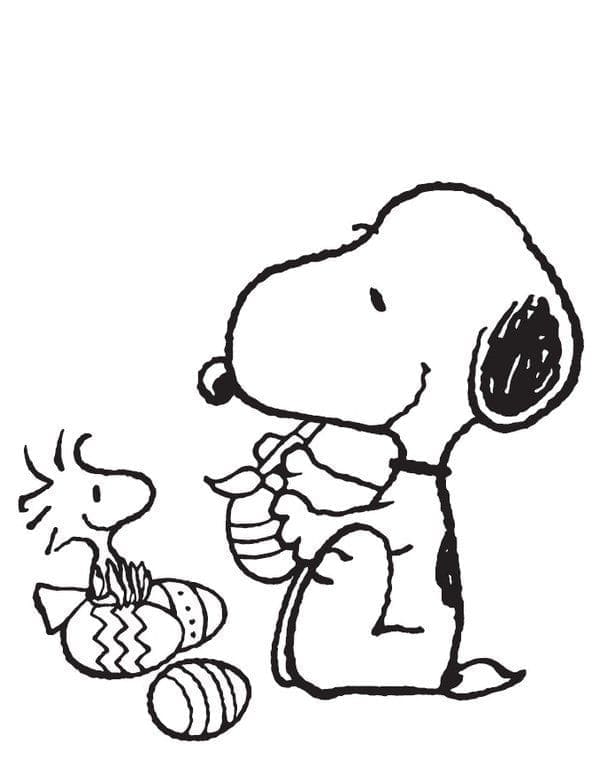 Snoopy et Oeufs de Pâques coloring page
