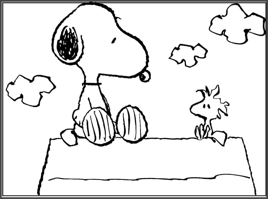 Snoopy et Woodstock coloring page