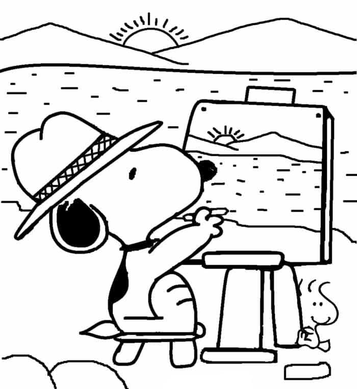 Snoopy Fait un Dessin coloring page