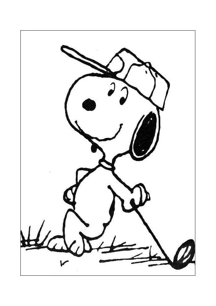 Coloriage Snoopy Joue au Golf