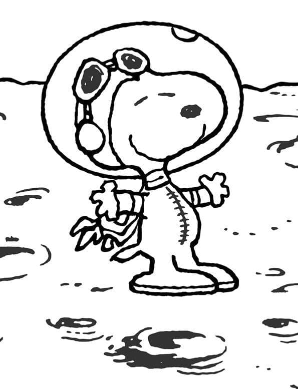 Coloriage Snoopy sur la Lune