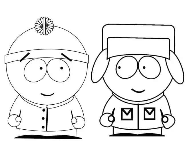 Stanley Randall et Kyle Broflovski de South Park coloring page