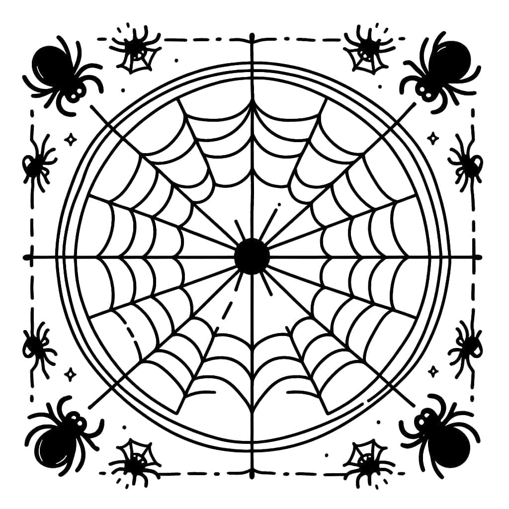 Coloriage Toile d'Araignée d'Halloween Gratuite Pour les Enfants