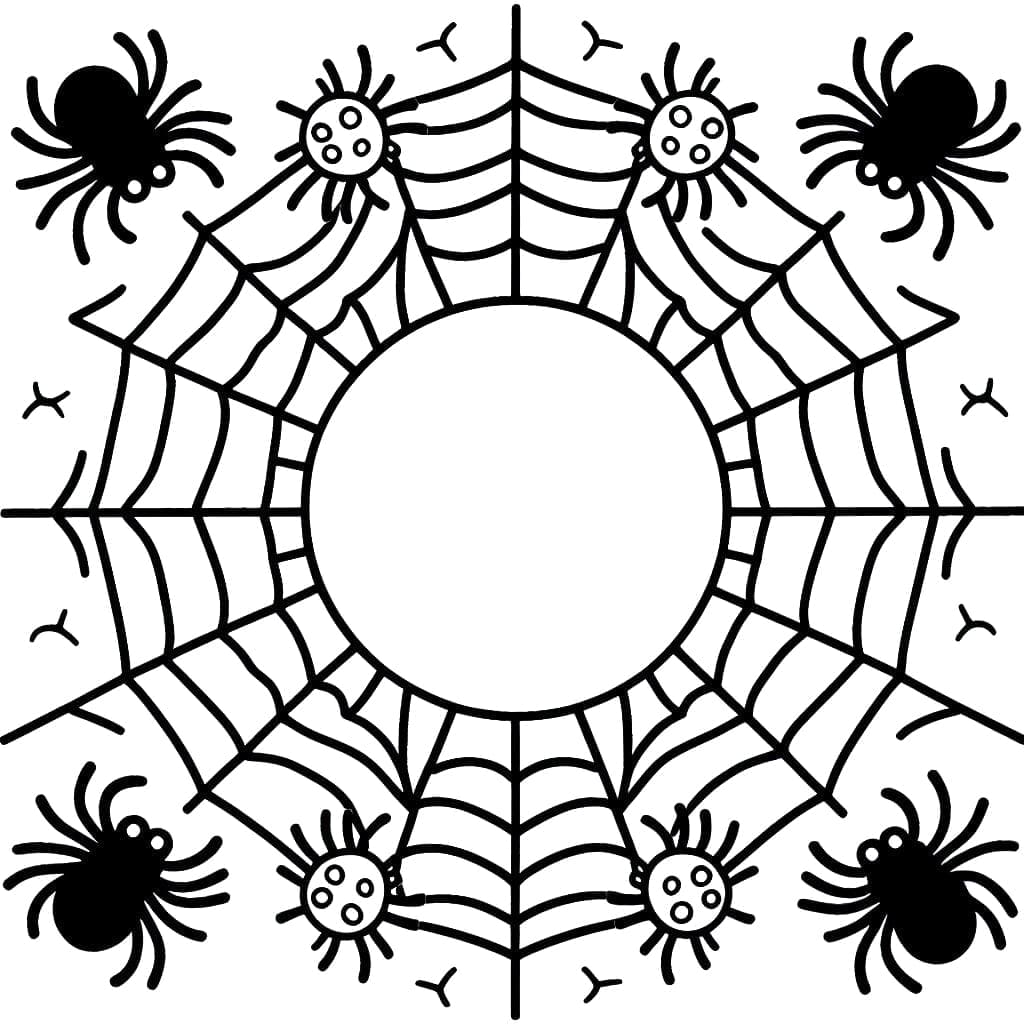 Coloriage Toile d'Araignée d'Halloween Gratuite
