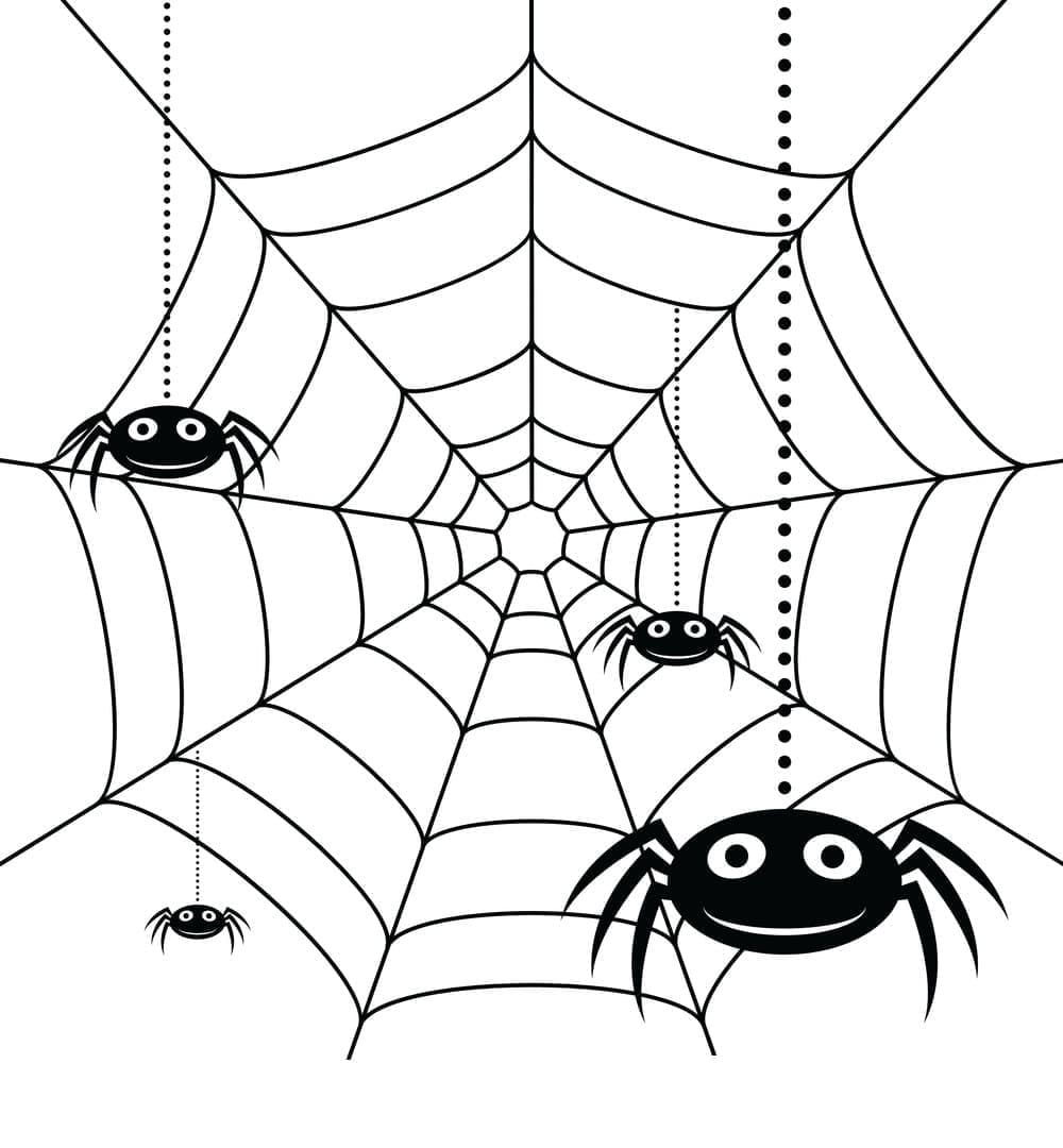 Coloriage Toile d'Araignée d'Halloween Pour les Enfants