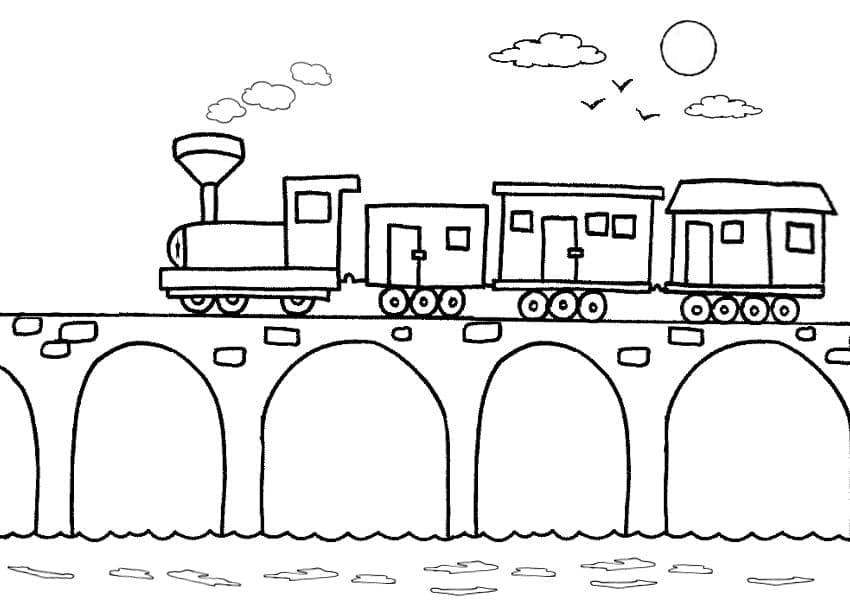 Train sur le Pont coloring page