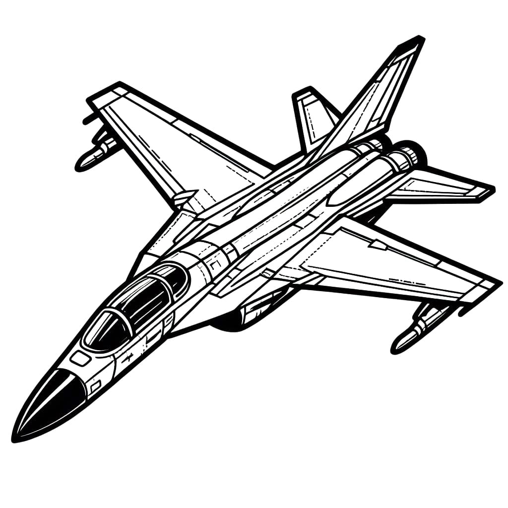 Un Avion de Chasse Militaire coloring page