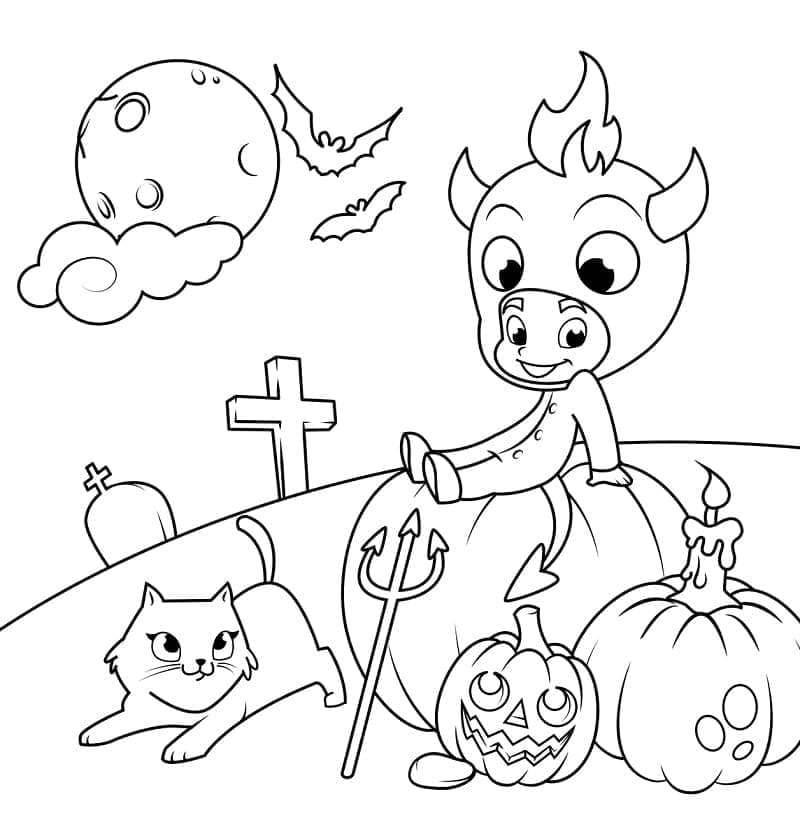 Un Diable d’Halloween coloring page