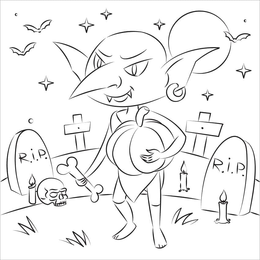 Un Gobelin d’Halloween coloring page