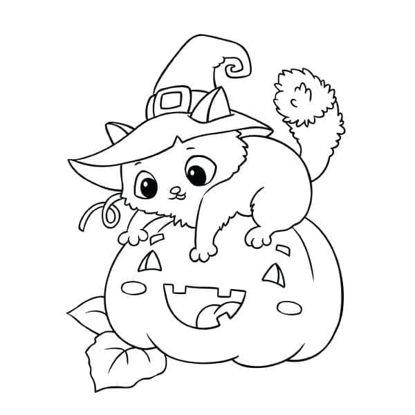 Un Joli Chaton d’Halloween coloring page