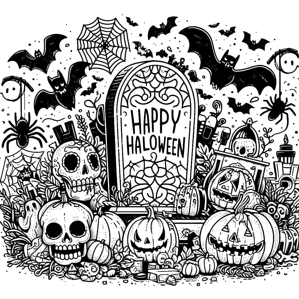 Une Pierre Tombale d’Halloween coloring page