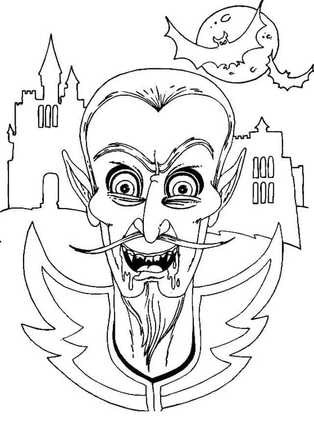 Visage de Dracula coloring page