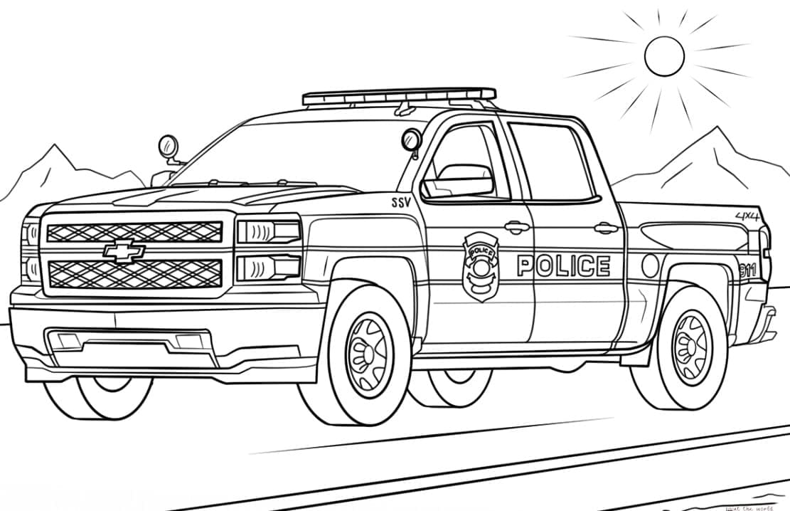 Voiture de Police Chevrolet coloring page