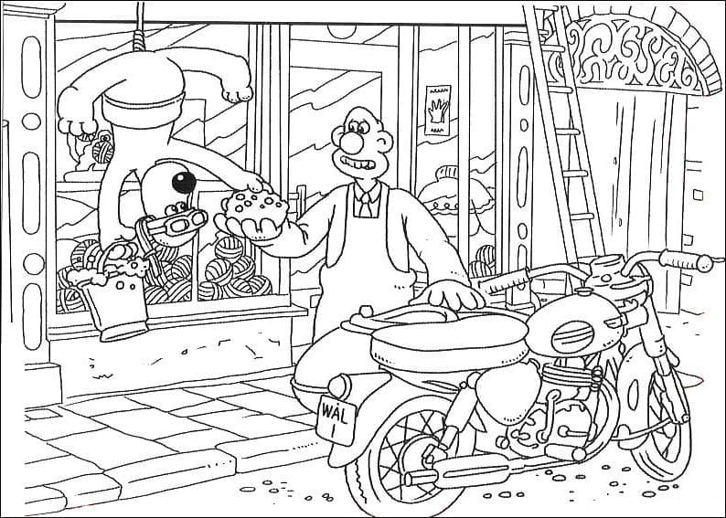 Wallace et Gromit 2 coloring page