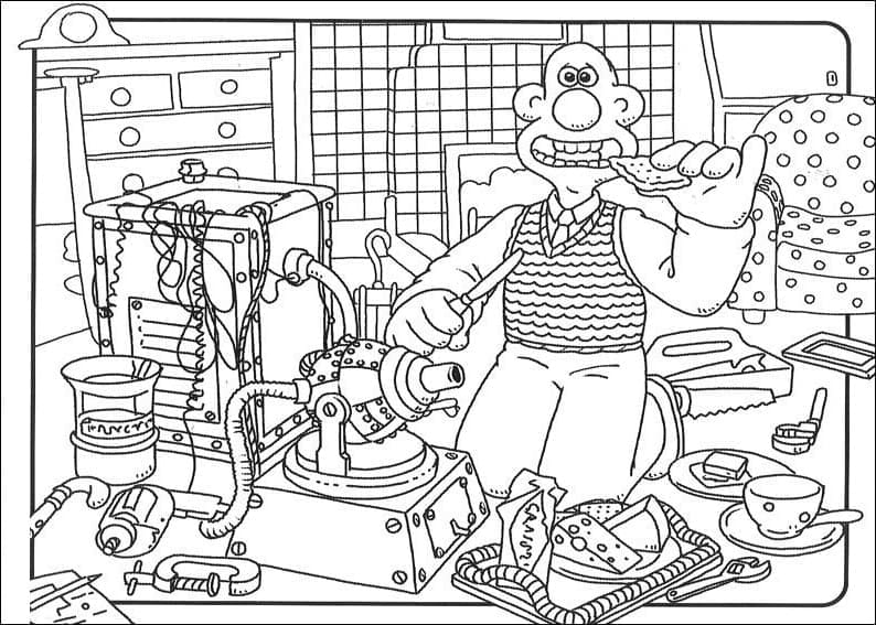 Wallace et Gromit 3 coloring page