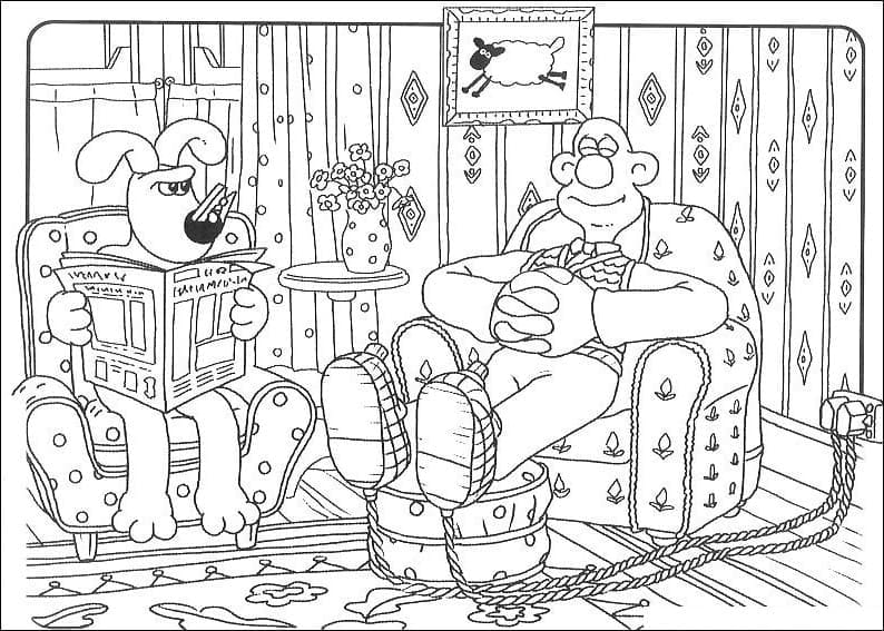 Coloriage Wallace et Gromit 6