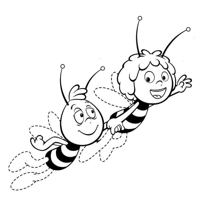 Coloriage Willy et Maya l'Abeille Volants