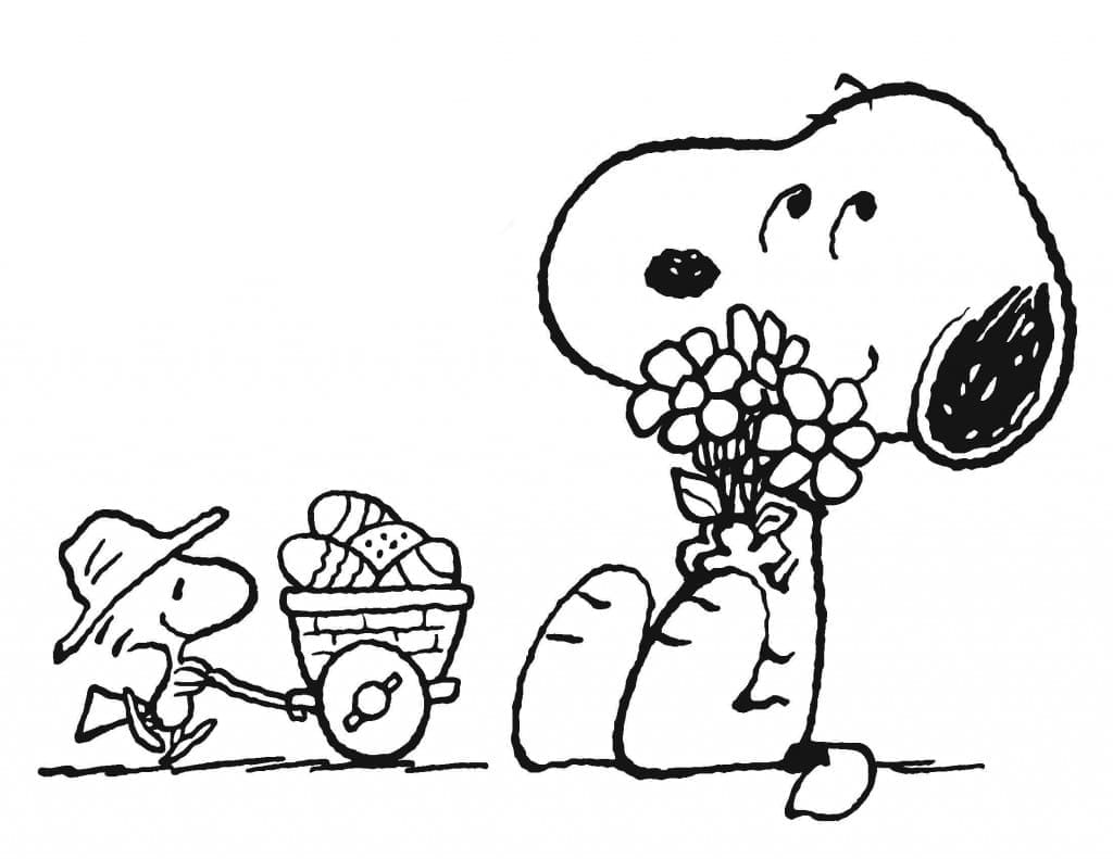 Woodstock et Snoopy coloring page