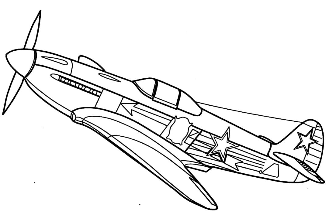 Yakovlev Yak-3 Avion de Chasse coloring page