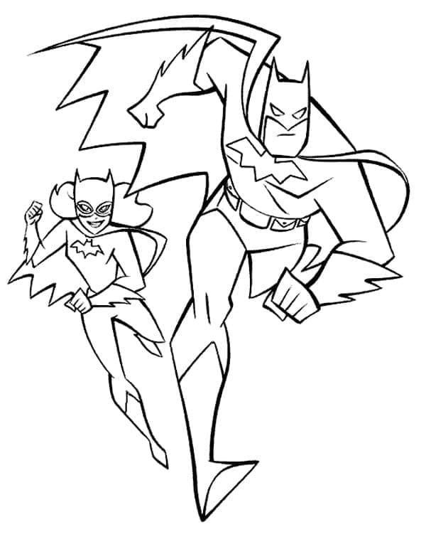 Batgirl et Batman coloring page