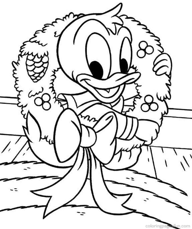 Bébé Donald Duck à Noël coloring page