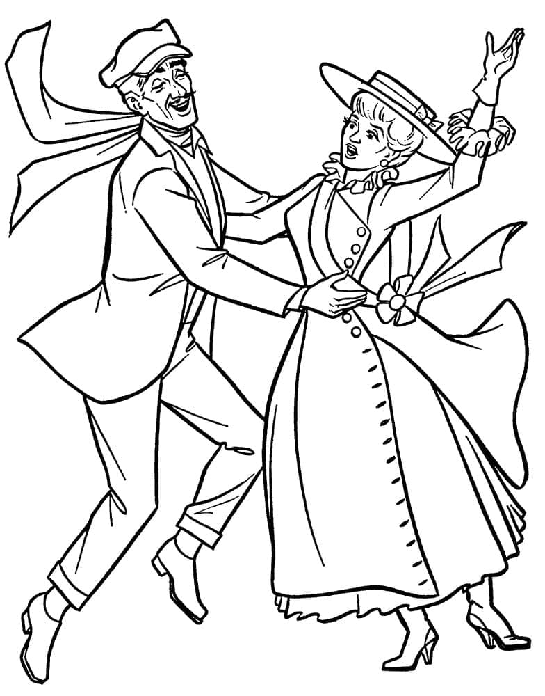 Coloriage Bert et Mary Poppins