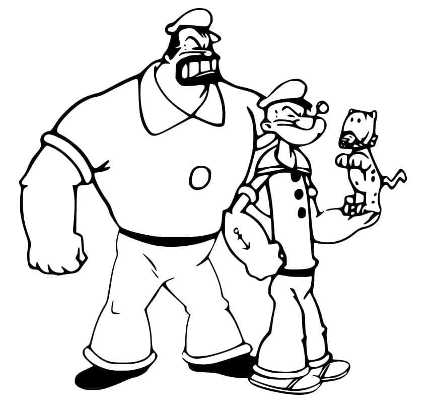 Brutus et Popeye coloring page