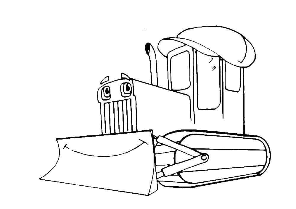Bulldozer Souriant coloring page