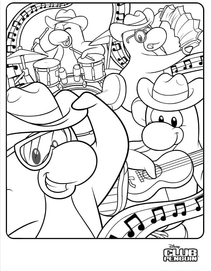 Coloriage Club Penguin Musique