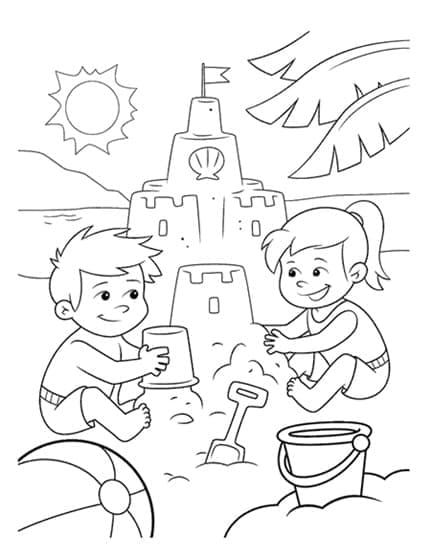 Construire un Château de Sable coloring page