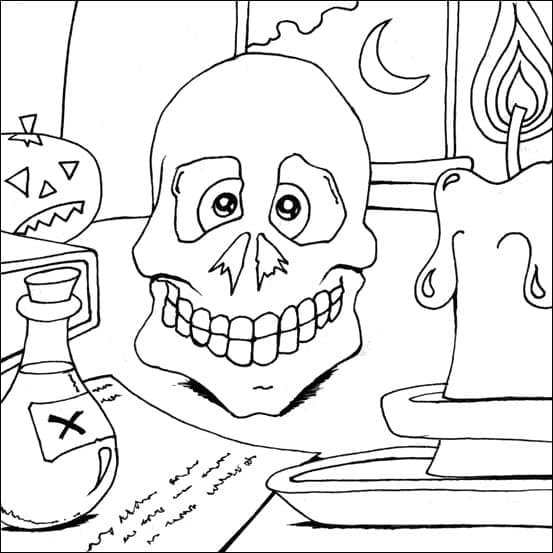Crâne de Dessin Animé coloring page