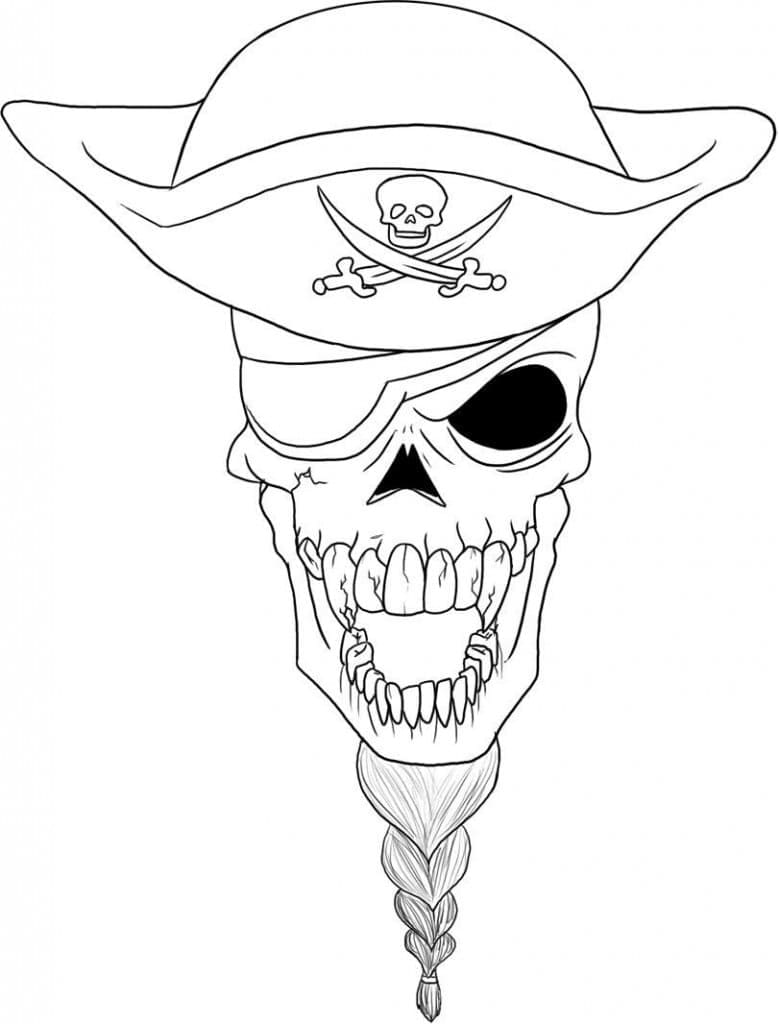 Coloriage Crâne de Pirate Maléfique