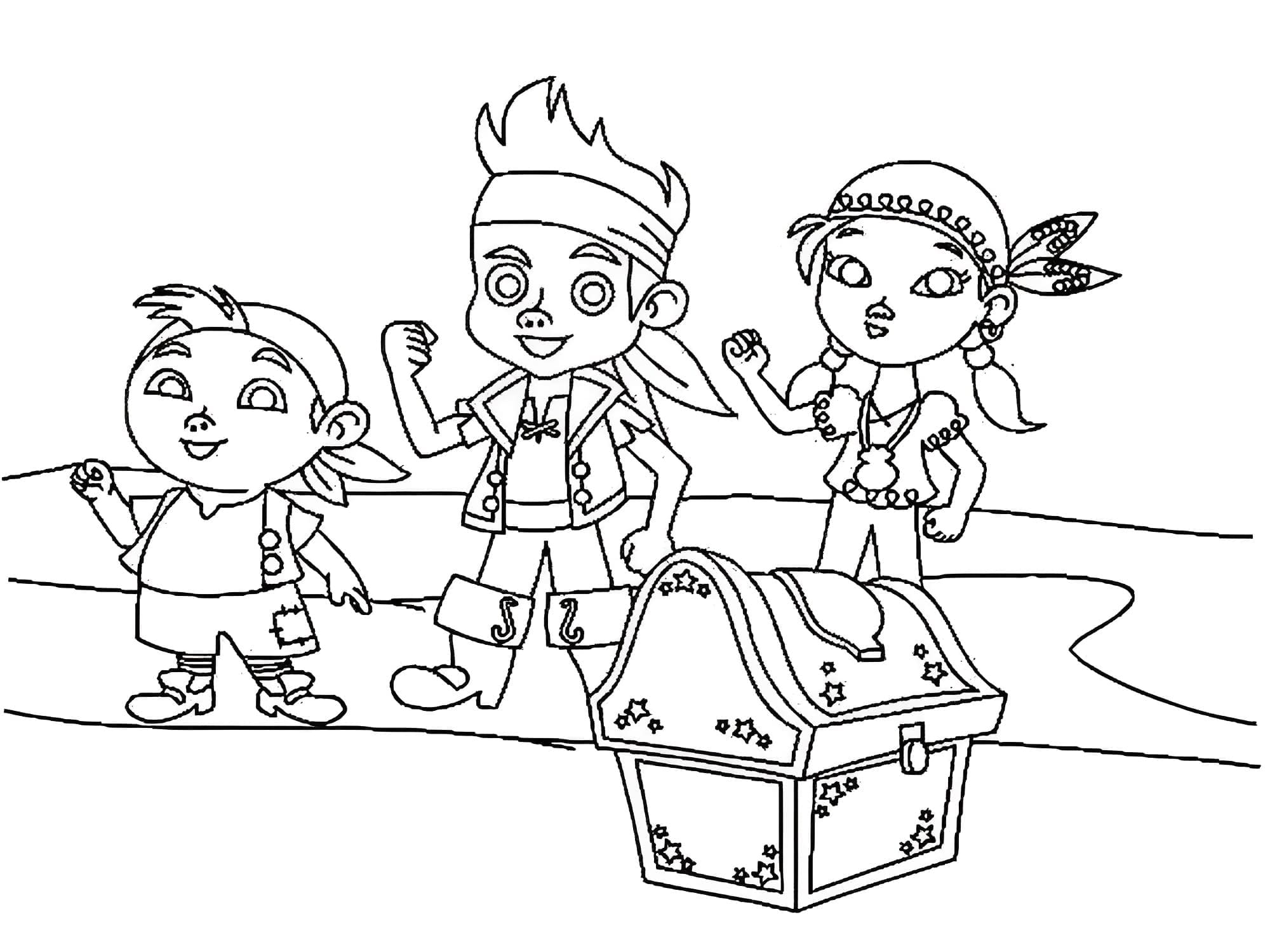 Coloriage Cubby, Izzy et Jake de Jake et les Pirates