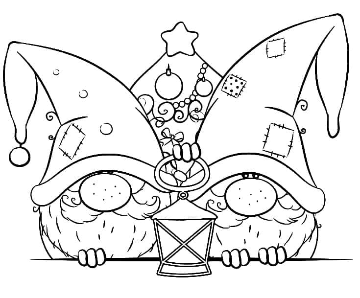 Deux Gnomes de Noël coloring page