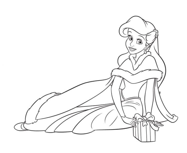 Coloriage Disney Ariel à Noël