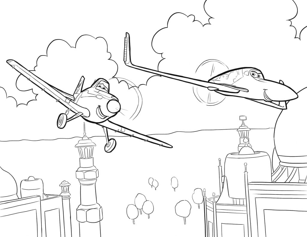 Dusty et Ishani de Planes coloring page
