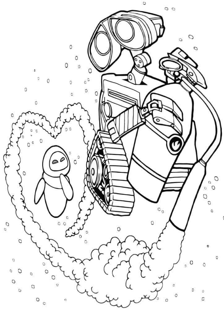 Eve et Wall-E coloring page