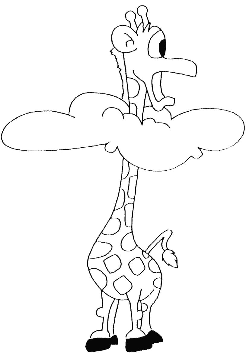 Coloriage Girafe et Nuage