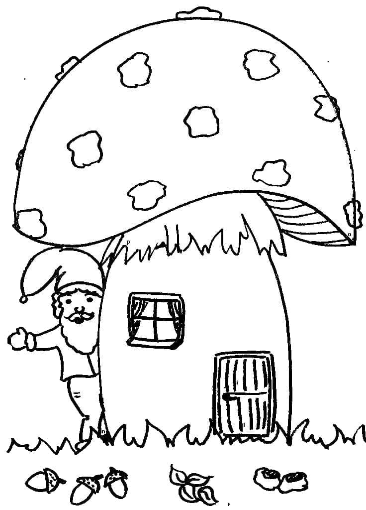 Gnome avec Maison coloring page