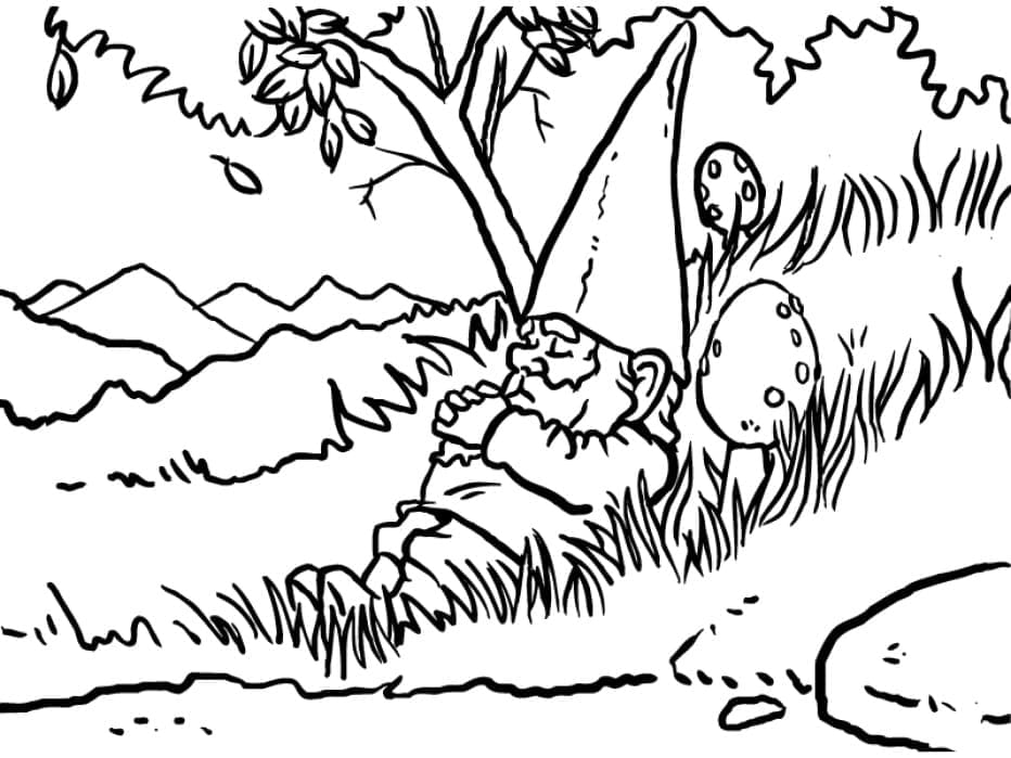 Gnome Endormi coloring page