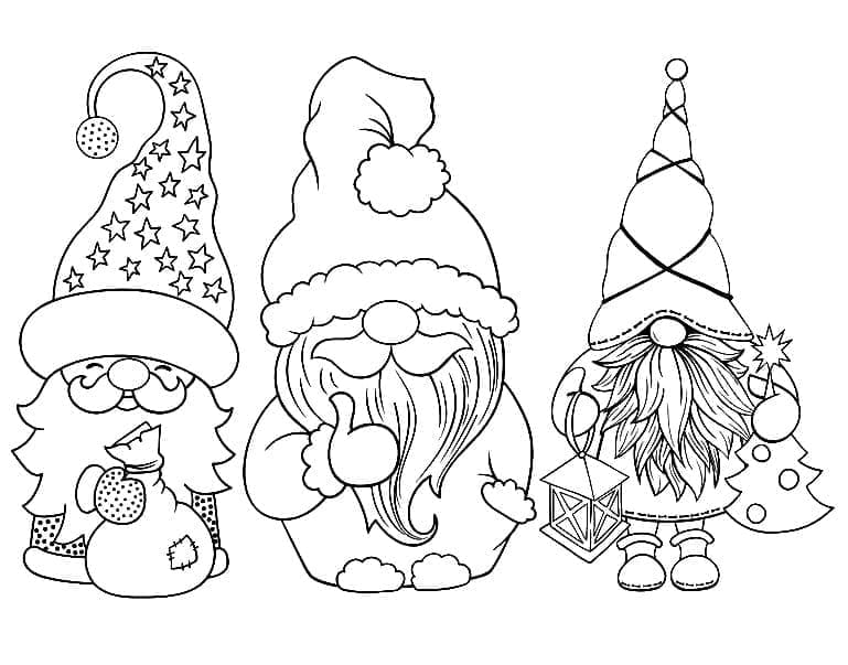 Coloriage Gnomes Heureux