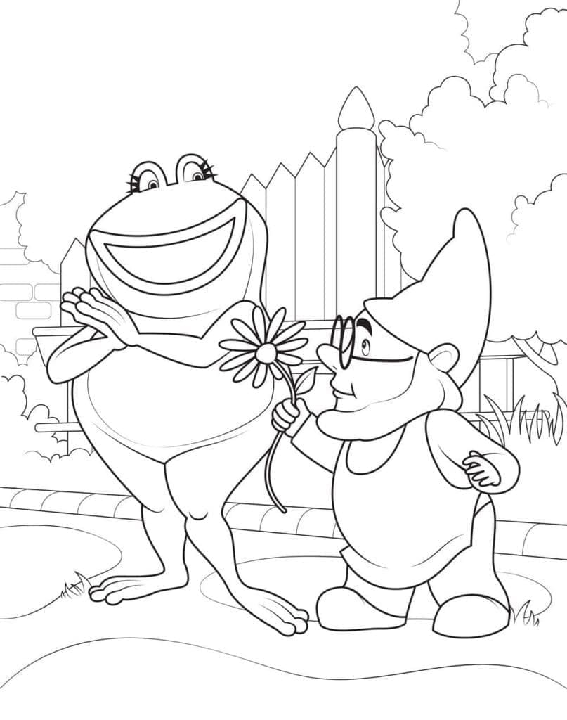 Grenouille et Gnome coloring page