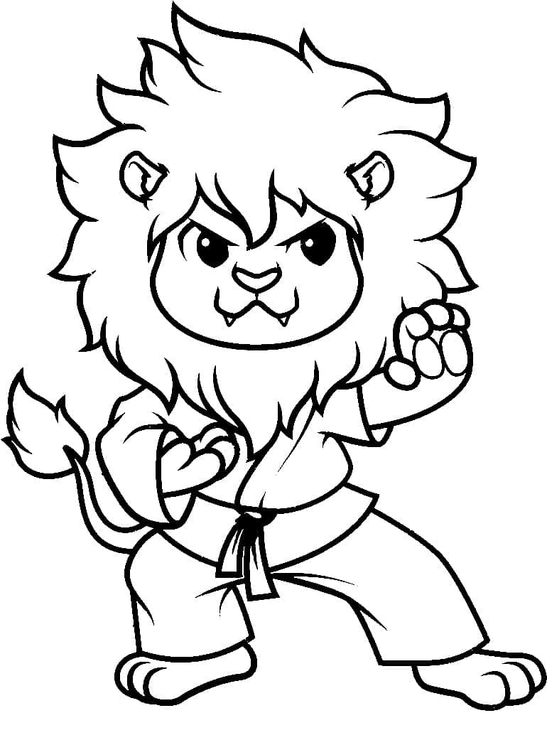 Lion de Karaté coloring page