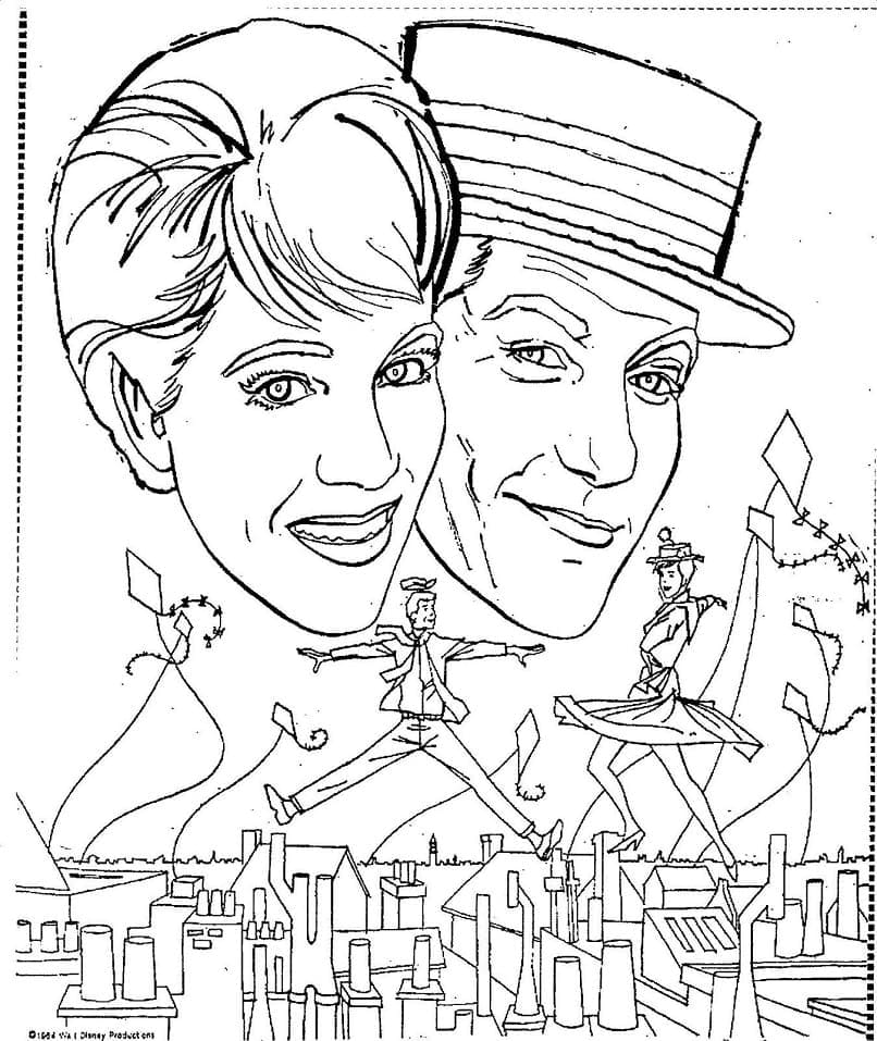 Coloriage Mary Poppins et Bert