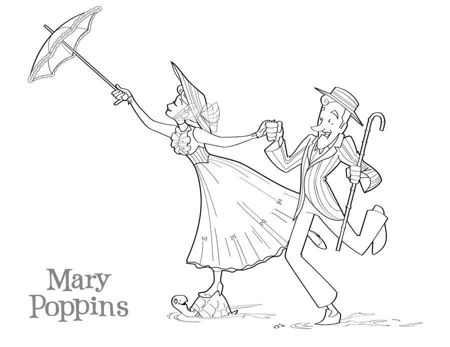 Coloriage Mary Poppins Gratuit Pour les Enfants