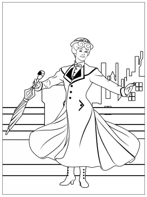 Mary Poppins Heureuse coloring page