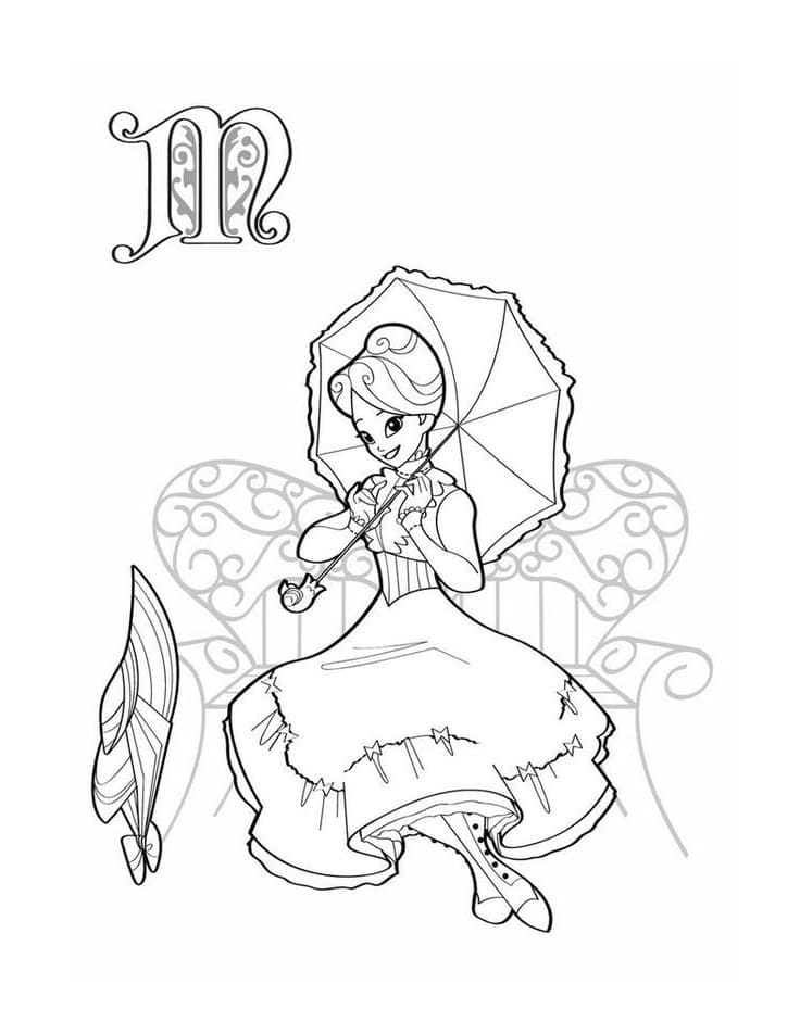 Coloriage Mary Poppins Mignonne