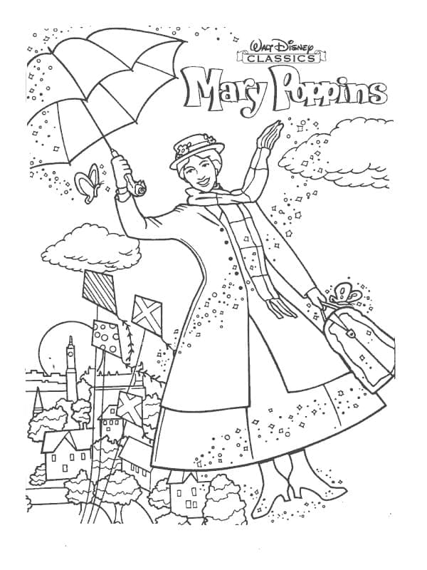 Coloriage Mary Poppins Pour les Enfants