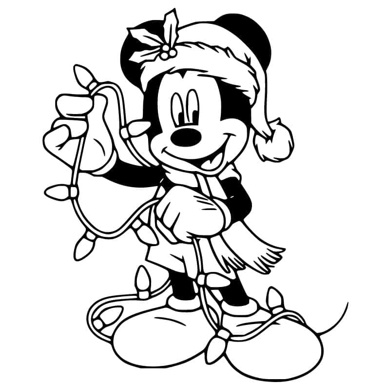 Coloriage Mickey à Noël