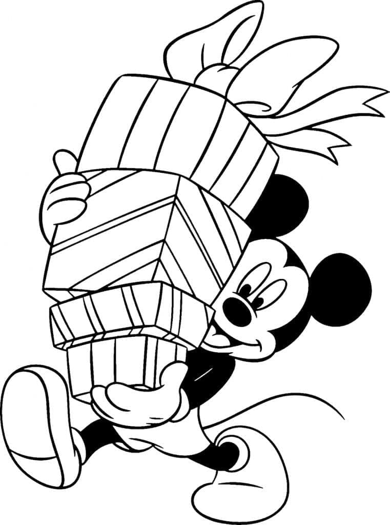 Mickey et les Cadeaux de Noël coloring page